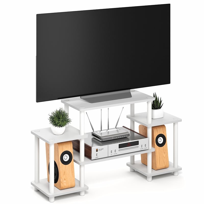 Furinno TURN-N-TUBE 6 Open Shelf Entertainment Center for TV up to 32 Inch White