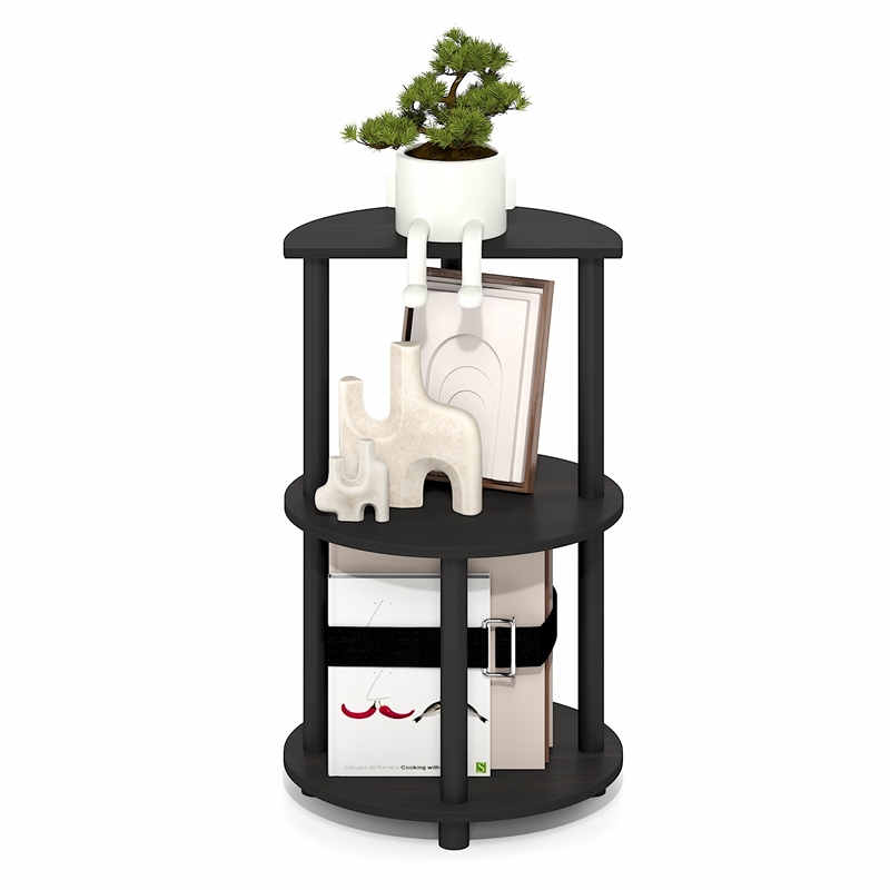 Furinno TURN-N-TUBE 3-Tier Half Round Toolless End TableEspresso