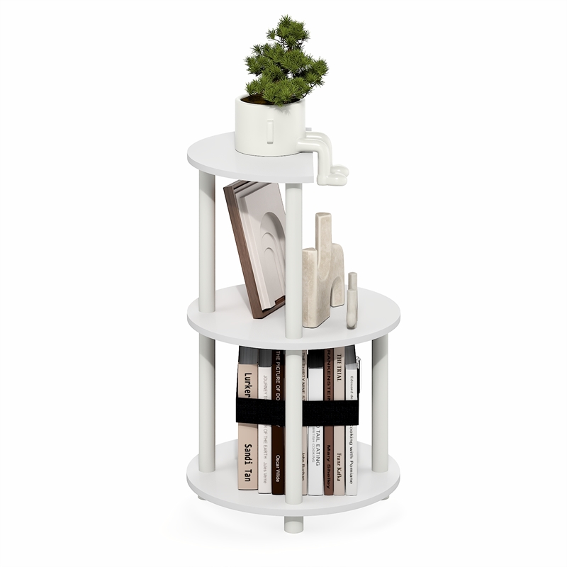 Furinno TURN-N-TUBE 3-Tier Half Round Toolless End TableWhite