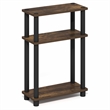 Furinno TURN-N-TUBE 3-Tier Slim Toolless End Table with Storage Shelf Amber Pine