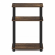 Furinno TURN-N-TUBE 3-Tier Slim Toolless End Table with Storage Shelf Amber Pine