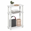 Furinno TURN-N-TUBE 3-Tier Slim Toolless End Table with Storage Shelf White