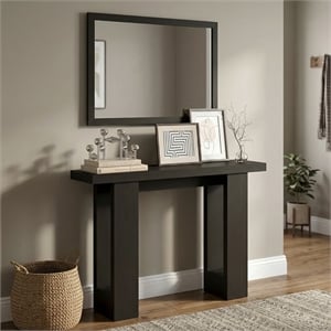 Furinno ARA 47-Inch Console Table with 2 Bottom Shelf Black Dark Oak