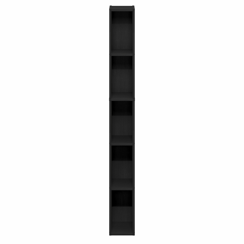 Furinno FULDA 5-Tier 6-In Width Narrow Bookcase 9.3 x 5.9 x 51.9 Blackwood