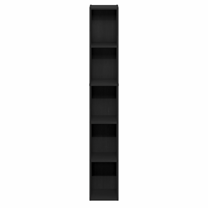Furinno FULDA 5-Tier 8-In Width Narrow Bookcase 9.3 x 7.9 x 51.9 Blackwood