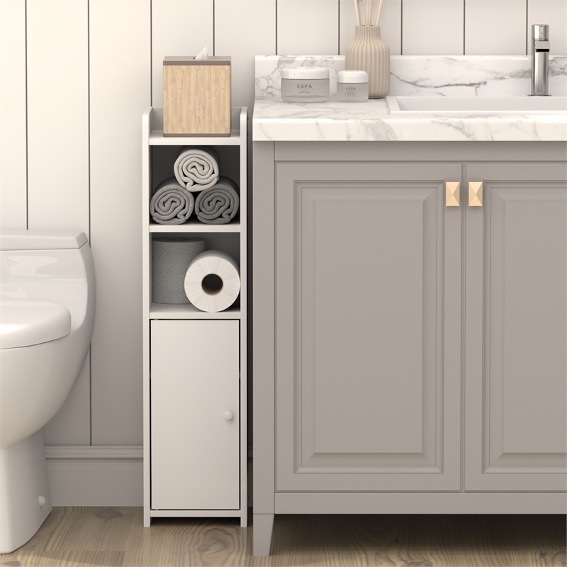 Furinno FULDA 5-Tier Adjustable Bathroom Storage/Door/Holder Stand 32H White