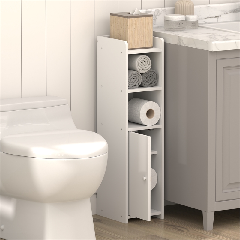 Furinno FULDA 5-Tier Adjustable Bathroom Storage/Door/Holder Stand 32H White