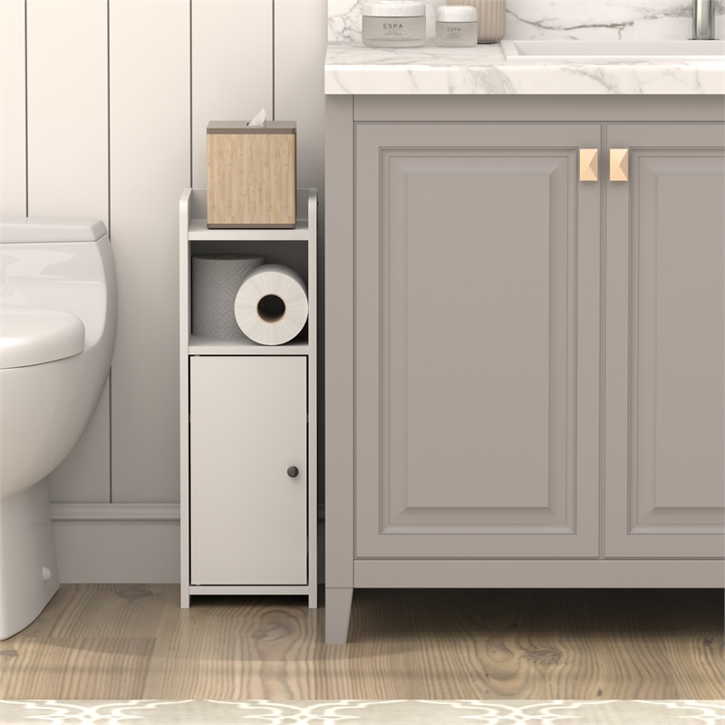 Furinno FULDA 4-Tier Adjustable Bathroom Storage/Door/ Holder Stand 24H White