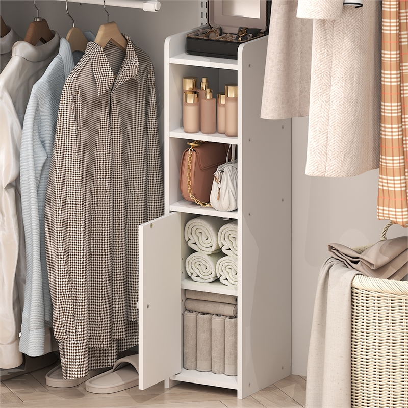 Furinno FULDA 5-Tier Adjustable Narrow Closet Organizer Storage/Door 32H White