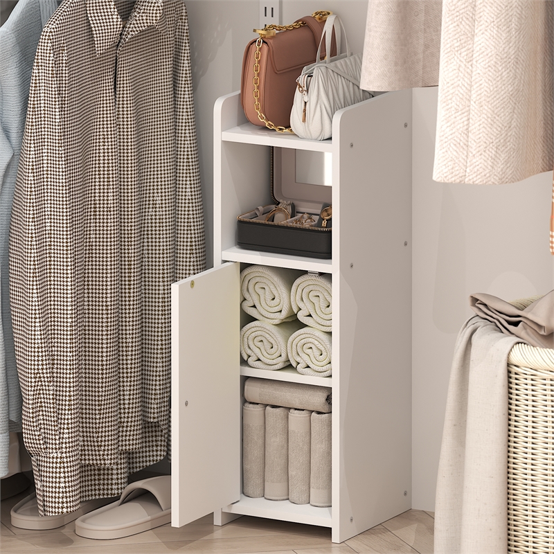 Furinno FULDA 4-Tier Adjustable Narrow Closet Organizer Storage/Door 24H  White