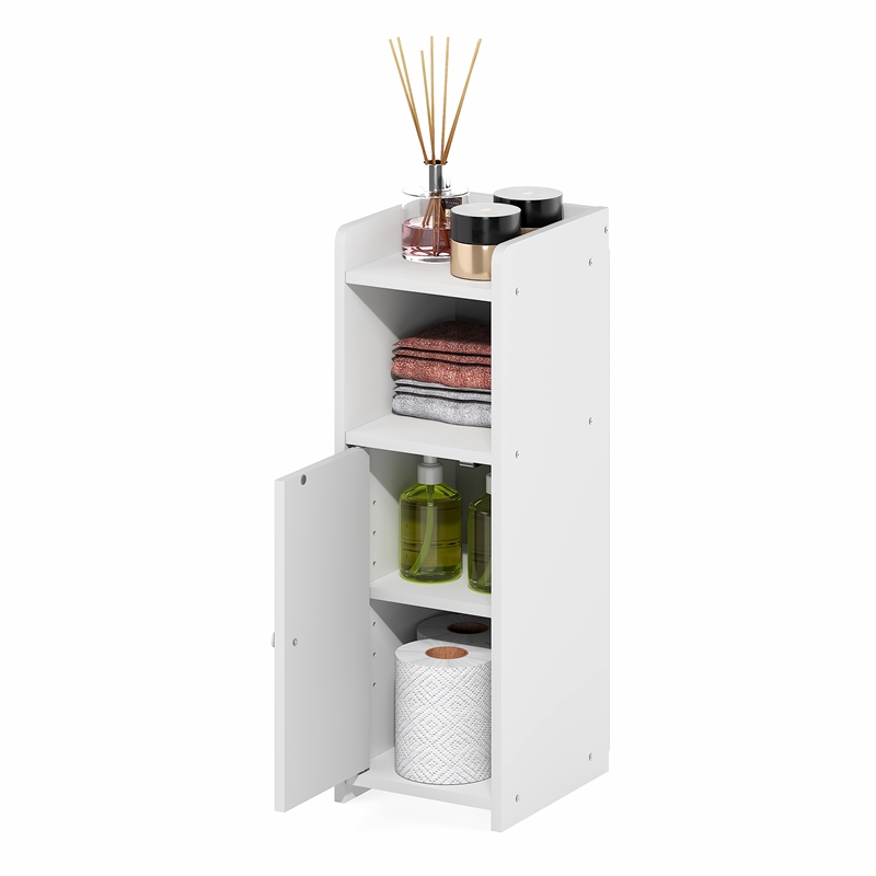 Furinno FULDA 4-Tier Adjustable Narrow Nightstand Bedside Table/Door 24H White