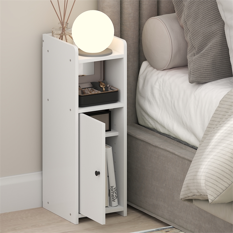 Furinno FULDA 4-Tier Adjustable Narrow Nightstand Bedside Table/Door 24H White