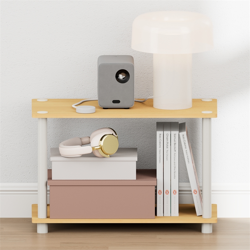 Furinno TURN-N-TUBE Toolless Nightstand with Open Shelf Side/End Table Beech