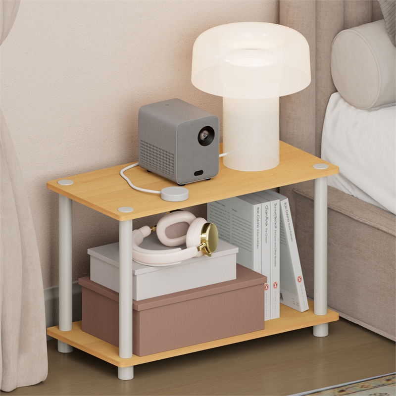 Furinno TURN-N-TUBE Toolless Nightstand with Open Shelf Side/End Table Beech
