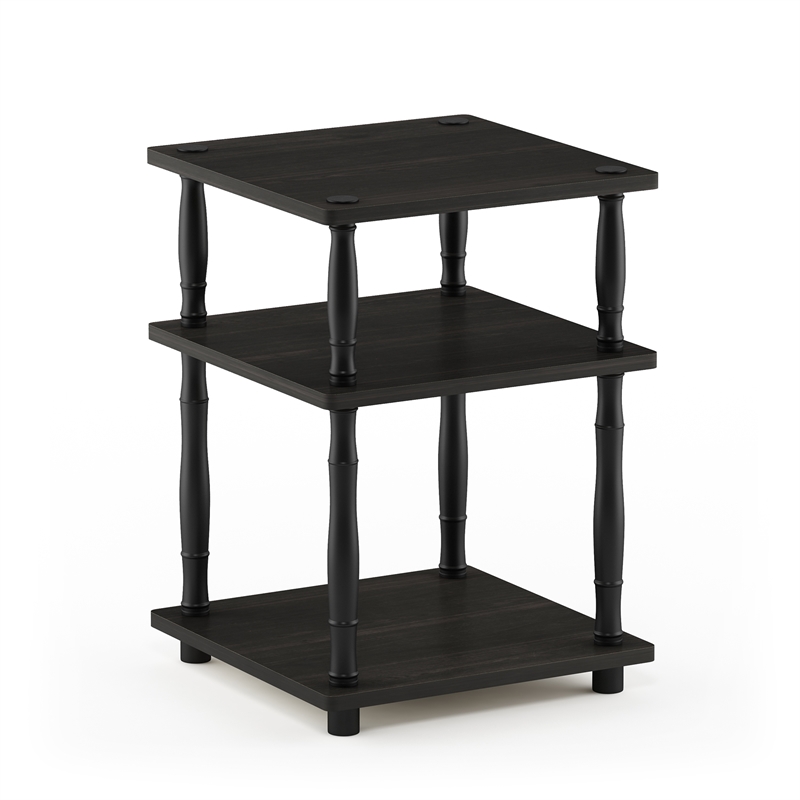 Furinno TURN-N-TUBE 3-Tier Open Shelf Nightstand with Classic Tube Espresso
