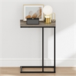 Furinno CAMNUS C-shape Metal Frame Nightstand Side/End Table French Oak Grey