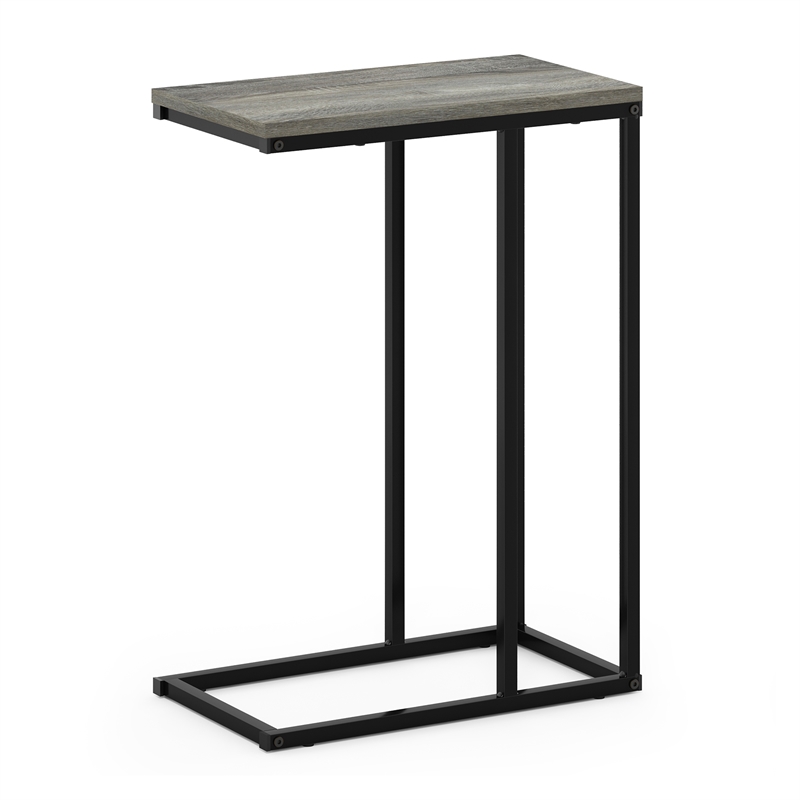 Furinno CAMNUS C-shape Metal Frame Nightstand Side/End Table French Oak Grey