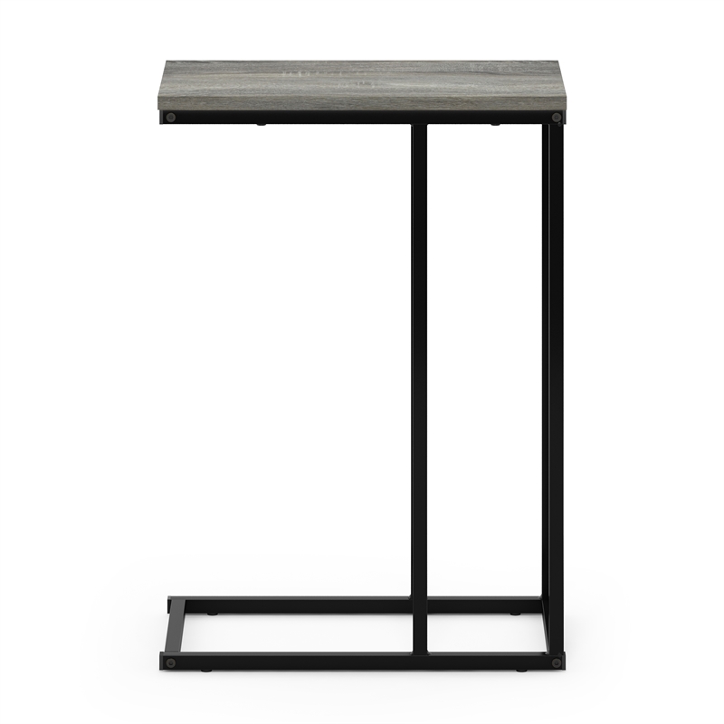 Furinno CAMNUS C-shape Metal Frame Nightstand Side/End Table French Oak Grey