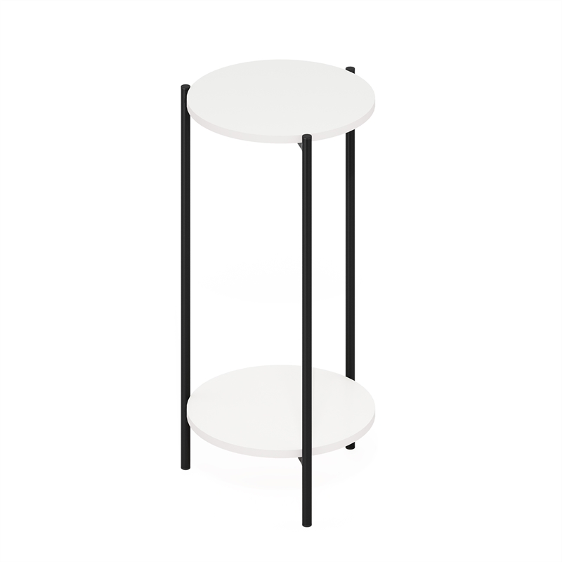 Furinno BESI 2-Tier Round Plant Stand Metal Flower Pot Outdoor/Indoor White