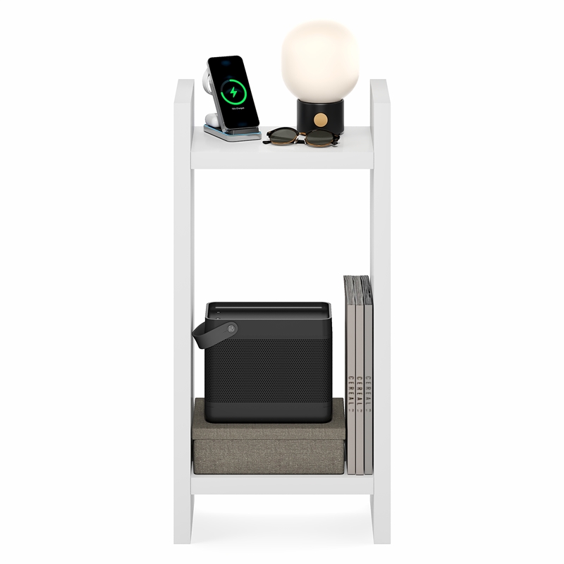 Furinno VIOLA Tall 2-Tier Open Bedside Table 1.2-Inch Extra Thick Frame White