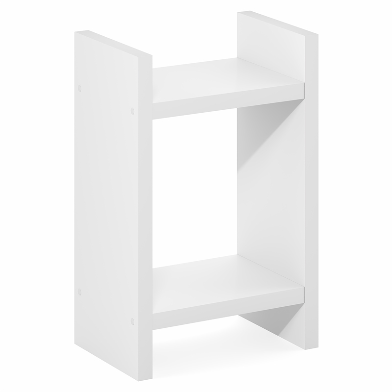 Furinno VIOLA 2-Tier Narrow Bookshelf Corner 1.2-Inch Extra Thick Frame White