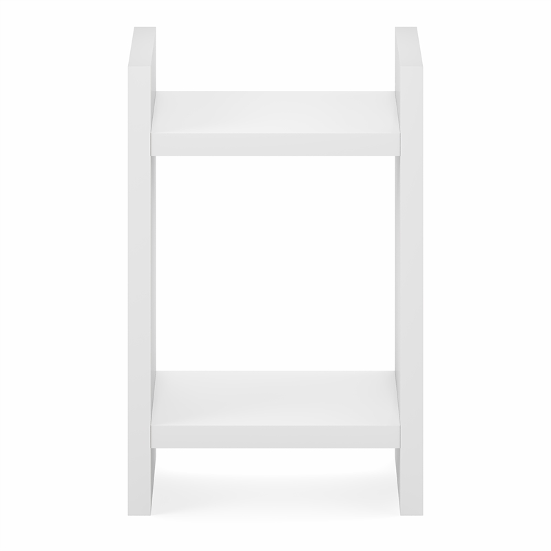 Furinno VIOLA 2-Tier Narrow Bookshelf Corner 1.2-Inch Extra Thick Frame White