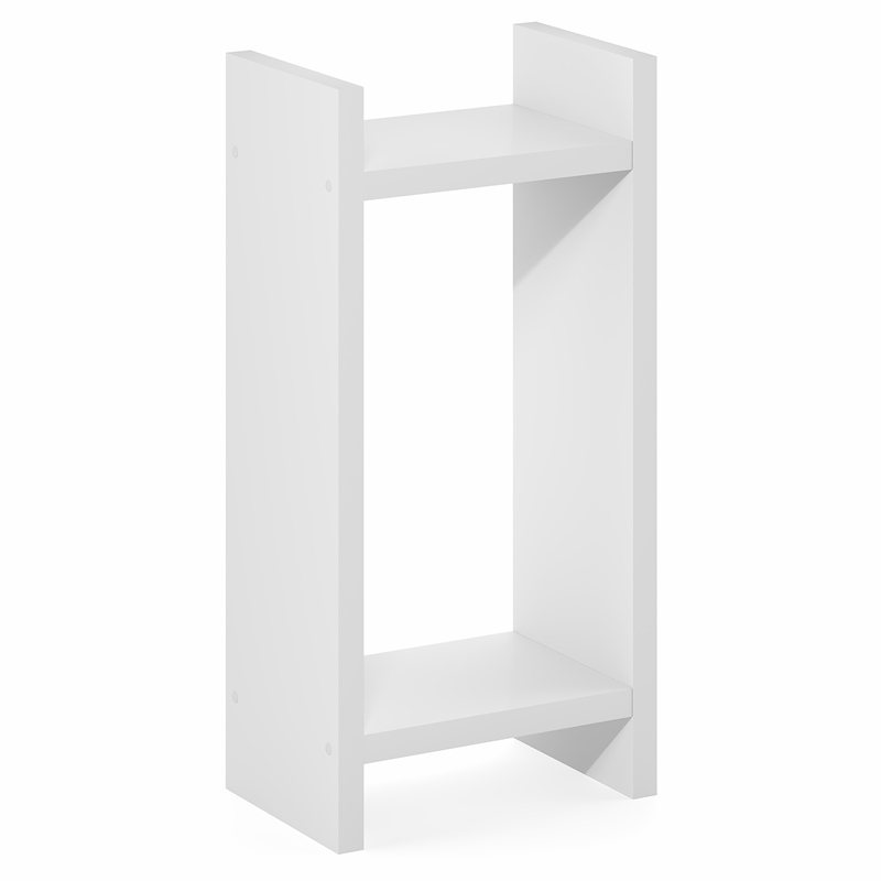 Furinno VIOLA 2-Tier Narrow Corner Bookshelf 1.2-Inch Extra Thick Frame White