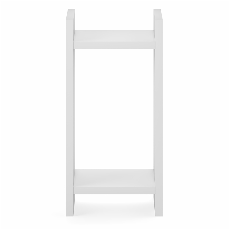 Furinno VIOLA 2-Tier Narrow Corner Bookshelf 1.2-Inch Extra Thick Frame White