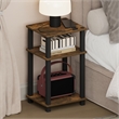 Furinno JUST 3-Tier Toolless Nightstand Bedside Table/Square Tube Amber Pine