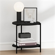 Furinno BESI 2-Tier Wide Round Nightstand Metal Legs/Frame End Table Americano