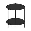 Furinno BESI 2-Tier Wide Round Nightstand Metal Legs/Frame End Table Americano