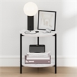 Furinno BESI 2-Tier Wide Round Nightstand Metal Legs/Frame EndTable Marble White