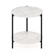 Furinno BESI 2-Tier Wide Round Nightstand Metal Legs/Frame EndTable Marble White