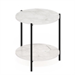 Furinno BESI 2-Tier Wide Round Nightstand Metal Legs/Frame EndTable Marble White