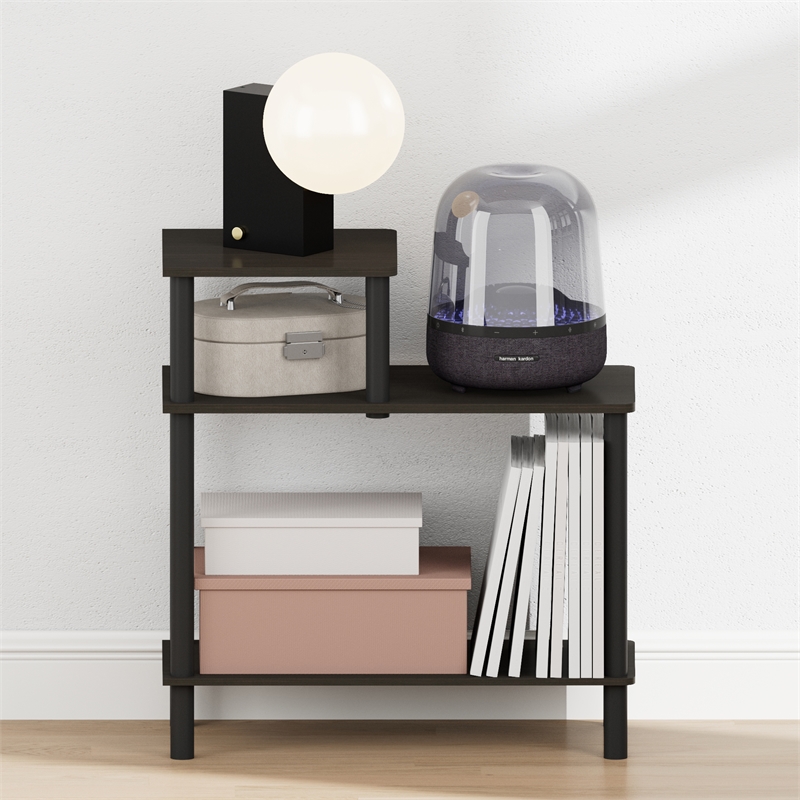 Furinno TURN-N-TUBE 3-Tier Open Nightstand Toolless Side/End Table Espresso