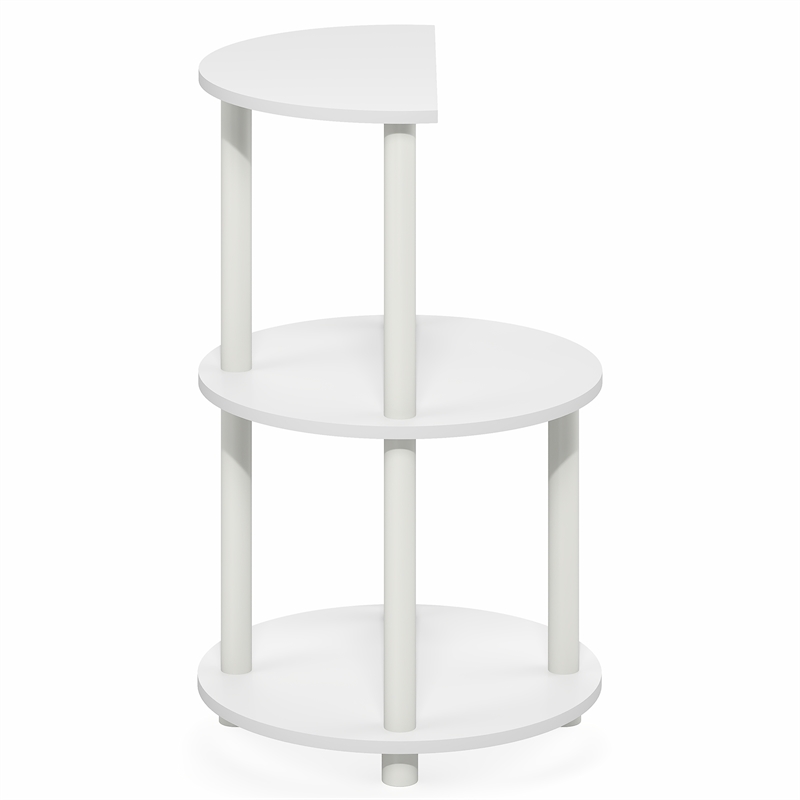 Furinno TURN-N-TUBE 3-Tier Half Round Table Top Nightstand End Table White