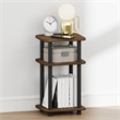 Furinno JUST 3-Tier Turn-N-Tube Nightstand Round Curve Corner Columbia Walnut