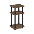 Furinno JUST 3-Tier Turn-N-Tube Nightstand Round Curve Corner Columbia Walnut