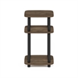 Furinno JUST 3-Tier Turn-N-Tube Nightstand Round Curve Corner Columbia Walnut