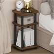 Furinno JUST 3-Tier Turn-N-Tube Nightstand Round Curve Corner Columbia Walnut