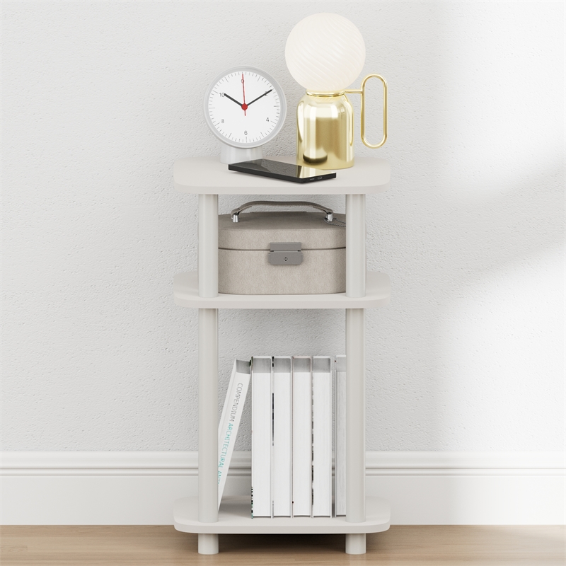 Furinno JUST 3-Tier Turn-N-Tube Open Nightstand Round Curve Corner White