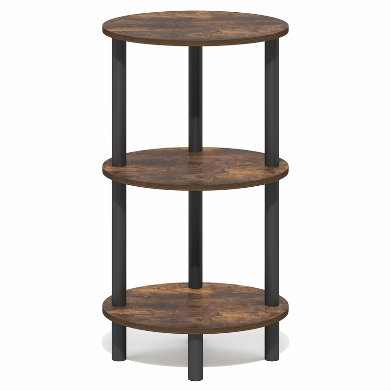 Furinno TURN-N-TUBE 3-Tier Toolless Oval Nightstand Side/End Table Amber Pine