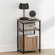 Furinno JUST 3-Tier Metal Frame Nightstand Open Shelve End/Side Table French Oak