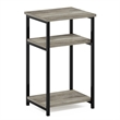 Furinno JUST 3-Tier Metal Frame Nightstand Open Shelve End/Side Table French Oak