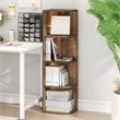 Furinno PASIR 4-Tier LED Open Corner Shelf Bookcase 9.3 x 12 x 41.4. Amber Pine