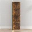 Furinno PASIR 4-Tier LED Open Corner Shelf Bookcase 9.3 x 12 x 41.4. Amber Pine