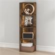 Furinno PASIR 4-Tier LED Open Corner Shelf Bookcase 9.3 x 12 x 41.4. Amber Pine