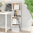 Furinno PASIR 4-Tier LED Open Corner Shelf Bookcase 9.3 x 12 x 41.4. White