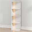 Furinno PASIR 4-Tier LED Open Corner Shelf Bookcase 9.3 x 12 x 41.4. White