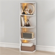 Furinno PASIR 4-Tier LED Open Corner Shelf Bookcase 9.3 x 12 x 41.4. White